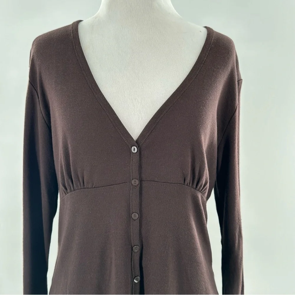 Talbots sweater size S brown 55% Pima cotton v-neck cardigan vintage y2k 2000s